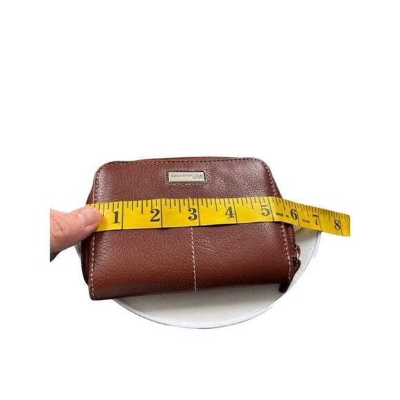 Kenneth Cole Brown Leather Zip-Around Wallet With Card Slots & Snap Pockets - Picture 10 of 11